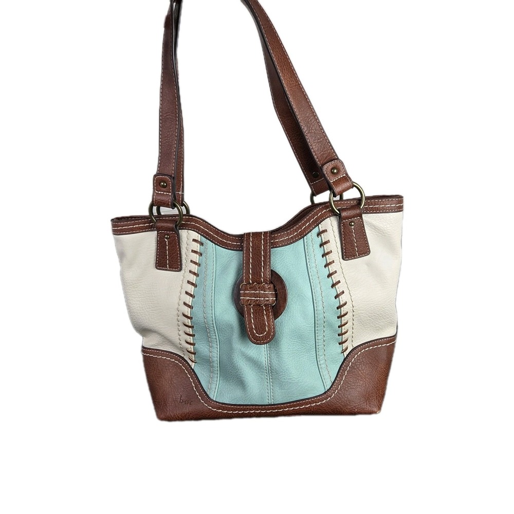 Born Boho Vintage Leather Purse Big Buckle Seafoam Multicolor Medium Handbag